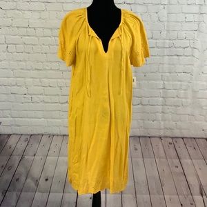 NWT Old Navy Linen Embroidered Detail Dress XL Yel
